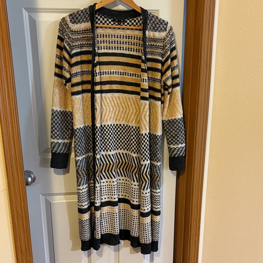 Lety & Me Geometric Long Cardigan